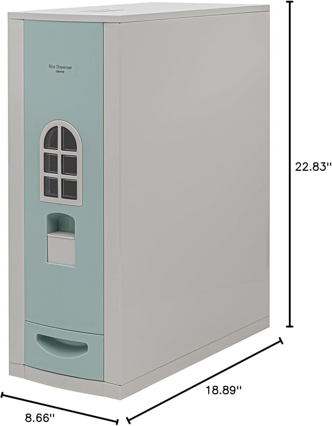 [Shinil] Luxury Rice Dispenser, Sealed Moisture Proof Rice Container Storage, Food Dispenser Kitchen Organization for Rice, Max 23kg Capacity (SIF-55, Light Green)