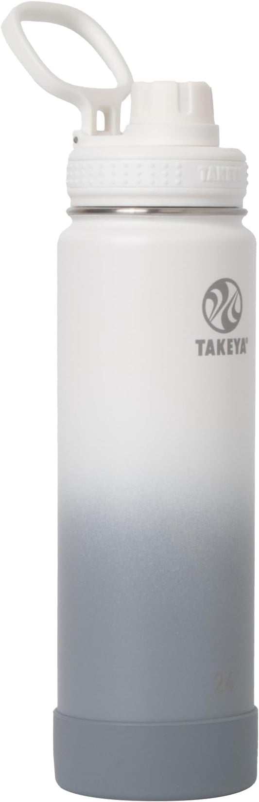 Takeya Actives Water Bottle with Spout Lid - Bottle with Double Stainless Steel Insulation - Dishwasher Safe & BPA-Free - Bottle with Spout Lid & Removable Bumper - 24 oz, Ombre Morning Mist