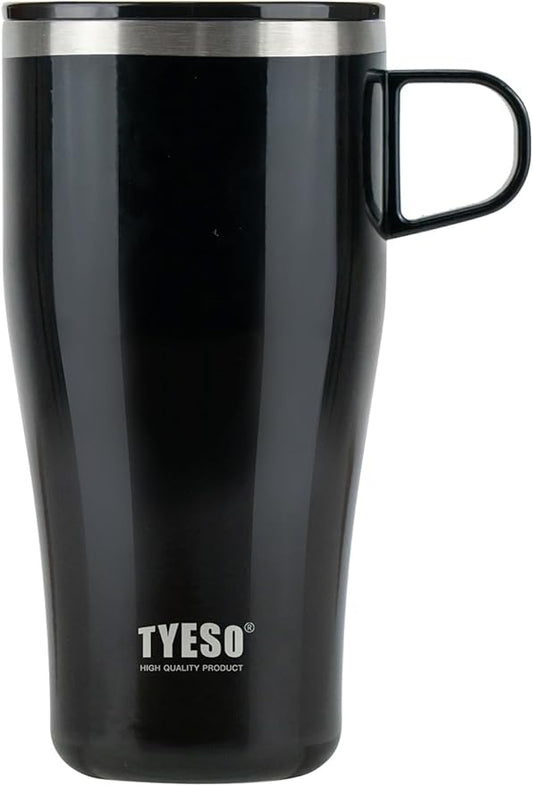 TYESO Coffee Mug,Insulated Tumbler with Lid,Vacuum Insulated Mug Double Wall Stainless Steel OfficeTumbler Cup (Black, 17 oz)