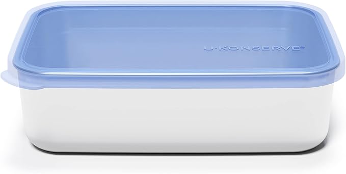 U Konserve Stainless Steel Rectangle Food Storage Bento Box Container, Leak Proof Silicone Lid Dishwasher Safe - Plastic Free, (45oz Cosmic Blue)