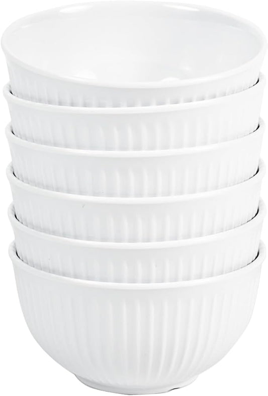 4.6" White 100% Melamine streaks Bowl SET 6– 13.8 OZ Capacity, non-friable,Durable Tableware for Everyday Use