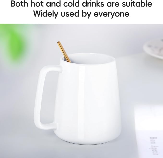 Smilatte 24 OZ Large Coffee Mug, Nice Ceramic Boss Tea Cup with Big Handle for Dad Men Women, Unique Style For Any Kitchen, White