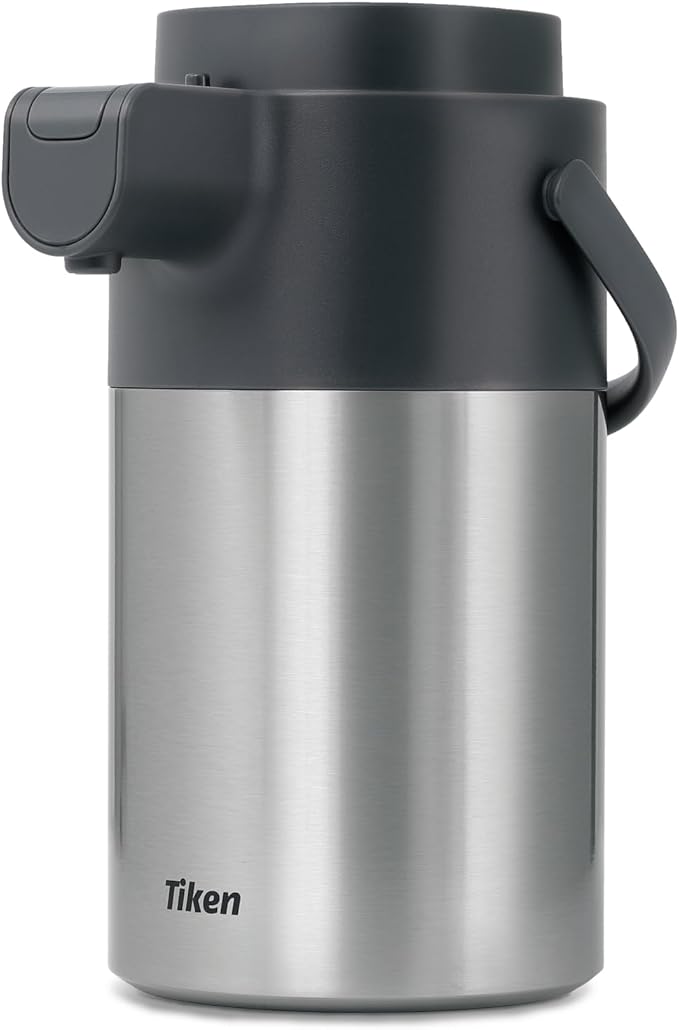 Tiken Airpot Coffee Dispenser with Pump - 102oz/3L Thermal Coffee Carafes for Hot Beverage - Stainless Steel Insulated Coffee Thermos Carafe, Silver