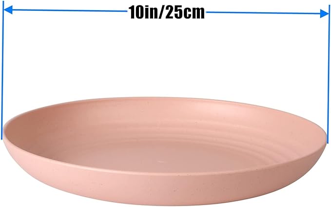 Wheat Straw Plates Lightweight Unbreakable Dinner Dishes Plates Set Dishwasher & Microwave Safe (Extra Large 4 Pack 10')