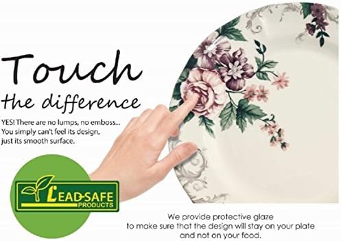 Tudor Royal Collection 16-Piece Round Dinnerware Set, Service for 4, Botanical Design, Plates Bowls Dishes, High-Gloss Premium Quality