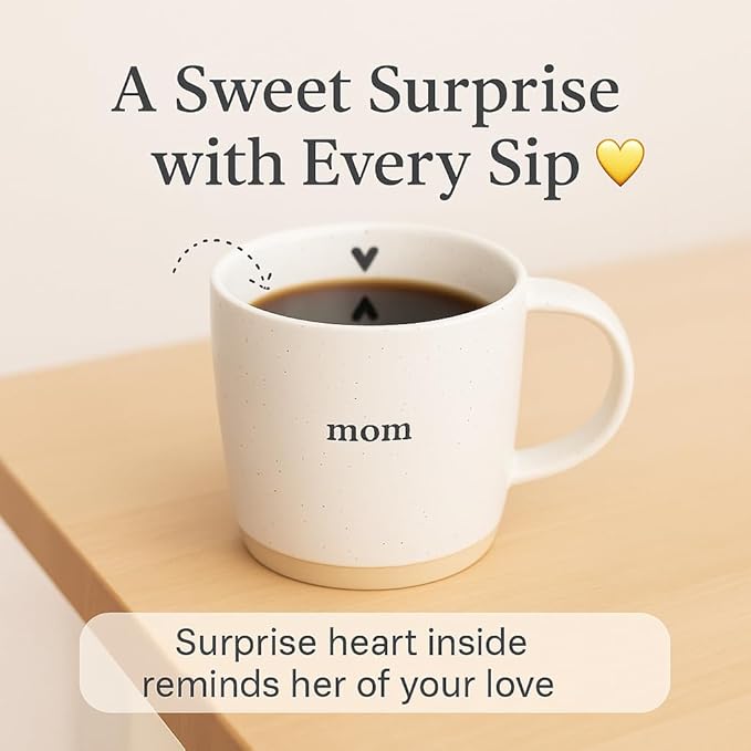 UnBoxMe Mom Heart Mug - Heartfelt Mother's Day Gift | Sentimental Coffee Cup for Mom, Grandma | Minimalist Ceramic Design with Subtle Heart | Dishwasher Safe
