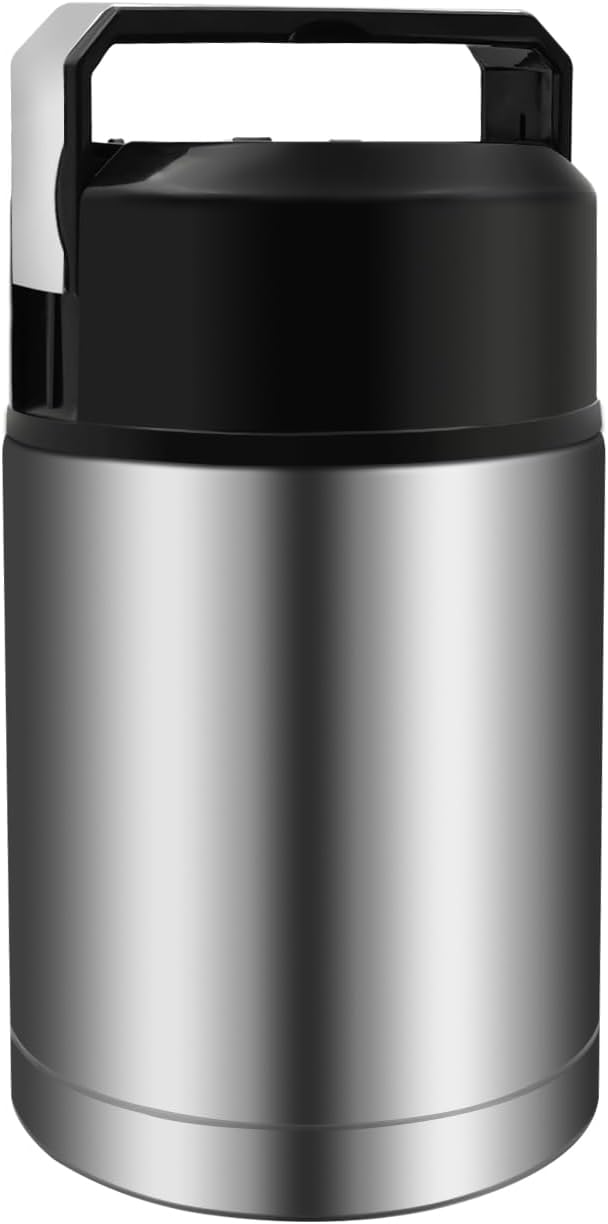 35oz Soup Thermos, Stainless Steel Thermos for Hot Food, Wide Mouth Food Thermos Jar, Insulated Lunch Container Leak Proof Vacuum Thermal Flask (silver-35oz)
