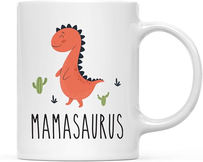 Andaz Press Mother's Day 11oz. Ceramic Coffee Tea Mug Gift for Mom, Mamasaurus, Dinosaur Graphic, 1-Pack, Birthday Christmas Gift Ideas
