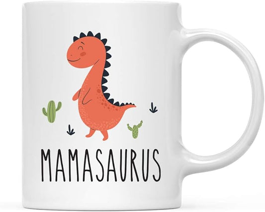 Andaz Press Mother's Day 11oz. Ceramic Coffee Tea Mug Gift for Mom, Mamasaurus, Dinosaur Graphic, 1-Pack, Birthday Christmas Gift Ideas