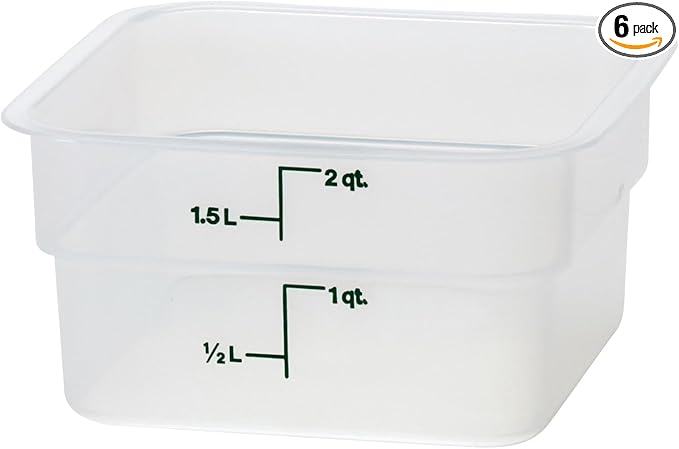 Cambro Food Storage Container - Classic Series Square - 2 QT (Quart) - Commercial Grade for Food Prep (Translucent)