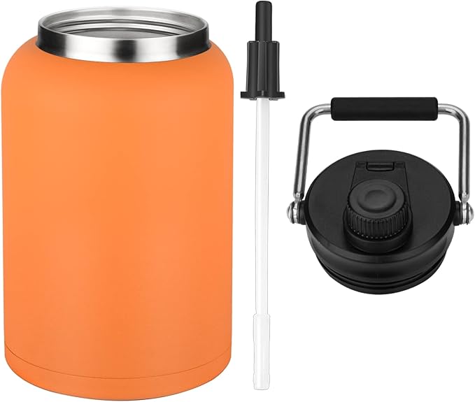 Zenbo One Gallon Jug with Straw, 128 oz Double Wall Vacuum Insulated Sports Water Bottle, Keeps Cold up to 48 Hours, Leak-Proof & Sweat-Proof Stainless Steel Water Jug for Gym, Outdoor & Camping