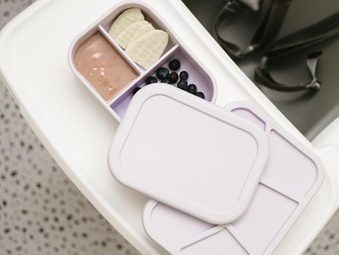 Ullabelle Leak Proof Bento Box Food-Grade Silicone Bento, BPA, Phthalate, Lead, & PVC Free - Bento Lunch Box for Daycare, Kids, & Adults - Leak Resistant Sets With Lids Snack Box Container (Lilac)
