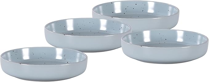 HomeVss, Nordic Shape Rising Rim Stoneware 20pc Dinnerware Set, Matte Light Blue with Speckled Finished Effect