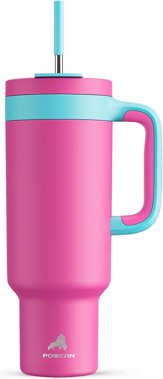 50 oz Tumbler with Handle, 2-in-1 Straw and Sip Lid, Leakproof, Dishwasher Safe, Insulated Stainless Steel Travel Coffee Mug, Keeps Cold for 34 Hours, Fits in Car Cup Holder (Barbie)