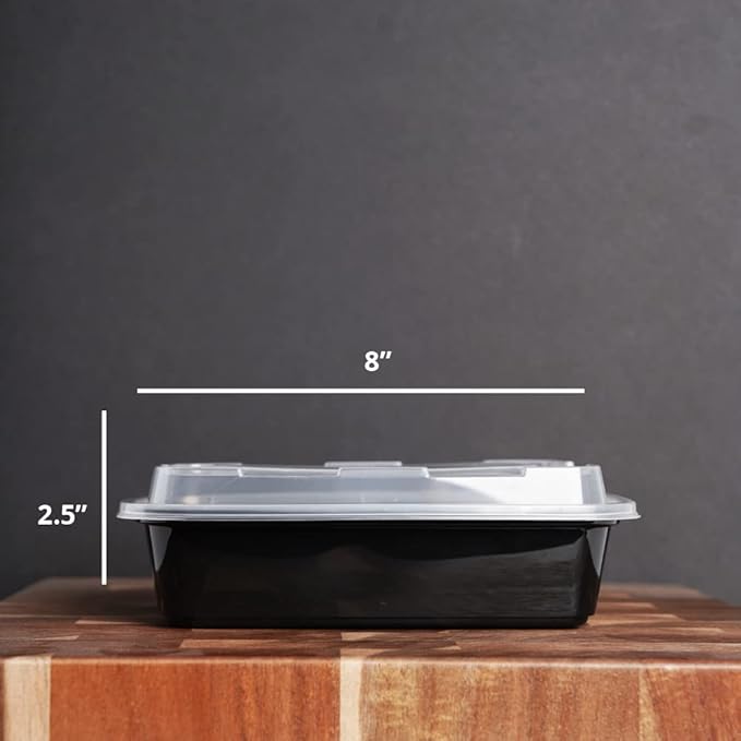 TIYA Food Containers - 24 oz Bulk 150 Pack with Lids - Rectangular Plastic To-Go Containers - Reusable, Microwavable, Dishwasher Safe - Leak-Proof for Meal Prep - BPA-Free