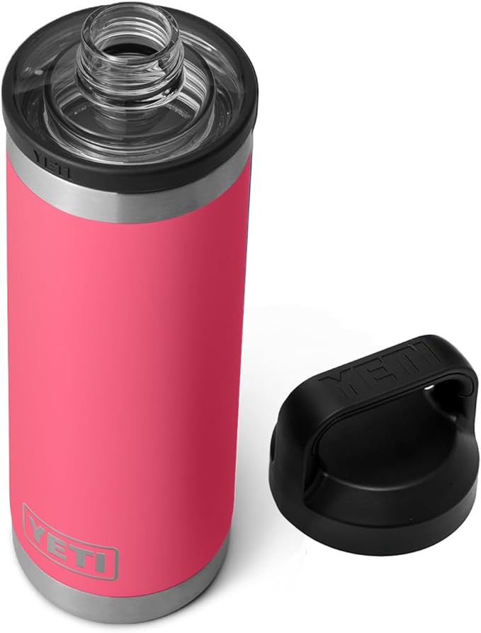 YETI Rambler 18 oz Bottle, Leakproof, Vacuum Insulated, Stainless Steel with Chug Cap, Tropical Pink