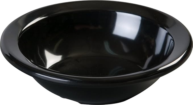 Carlisle FoodService Products Kingline Reusable Plastic Bowl Fruit Bowl with Rim for Home and Restaurant, Melamine, 4.75 Ounces, Black, (Pack of 48)