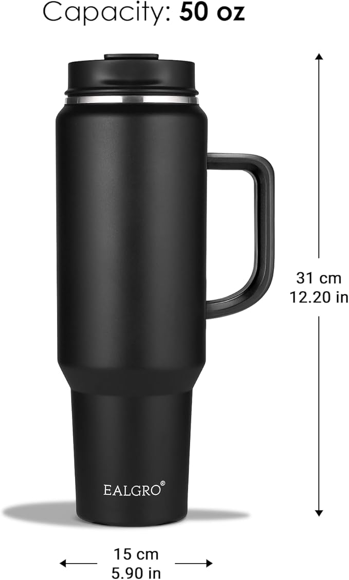 50 oz Tumbler with Handle, Insulated Tumblers with Lid and Straw, Large Metal Sports Water Bottle Jug, Thermal Stainless Steel Travel Coffee Mug Cup, Sage Green