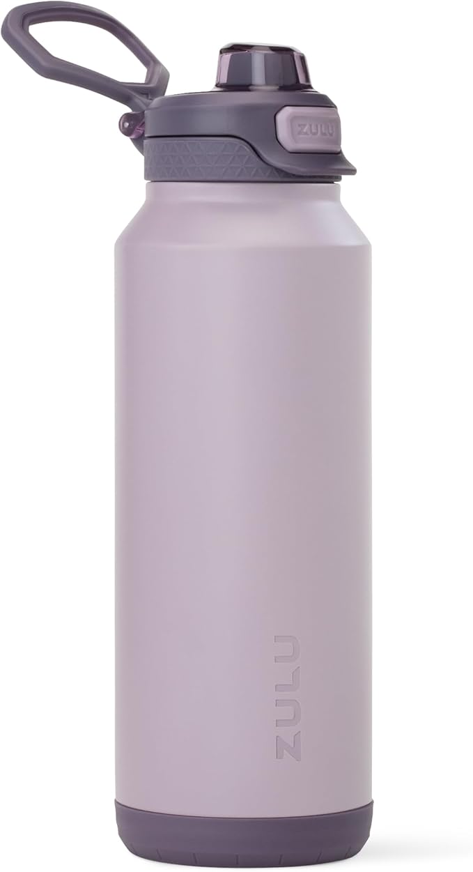 ZULU Powerfill Pro 40oz Stainless Steel Water Bottle with Quick Fill Lid, Triple Walled Vacuum Insulated Metal, Leak Proof Locking Lid, Sip and Chug, Reusable BPA Free, Amethyst