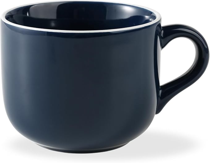 Soup Mugs with Handles Microwave Safe, 21 OZ Jumbo Ceramic Soup Mug, Soup Cups for Coffee, Tea, Soup, Cereal, Salad, Dishwasher & Oven Proof Soup Bowls with Handle, Dark Blue
