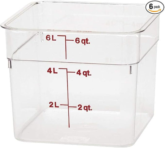 Cambro Food Storage Container - Classic Series Square - 6 QT (Quart) - Commercial Grade for Food Prep (Clear)