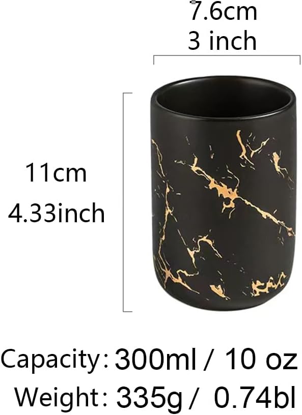 Ceramic toothbrush holder, Nordic toothbrush cup, simple stone mug. (Black)