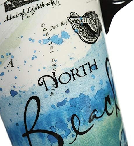 Topadorn Ceramic Mug Porcelain Latte Tea Cup Coffee Mug with Lid and Gift Box, 17oz. North Beach