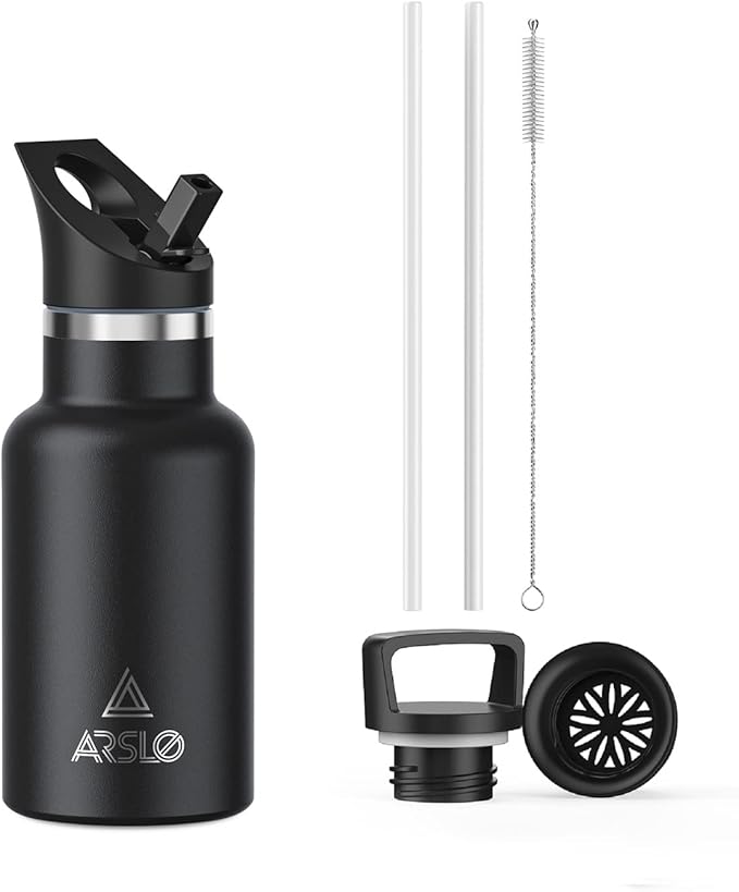 Stainless Steel Double Wall Water Bottles, Vacuum Insulated Bottle With Straw Lid, Insulated Water Bottle Keeps Water Cold for 24 Hours, Hot for 12 Hours, Hiking, Sports