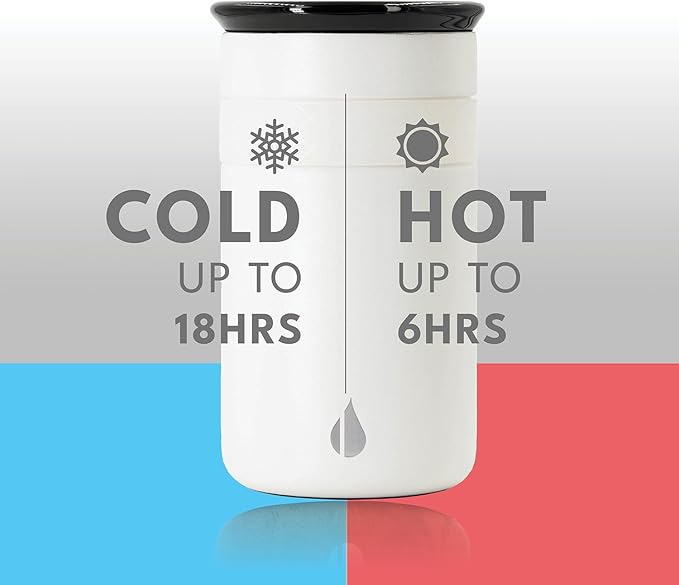 Elemental Artisan Insulated Tumbler, Triple Wall Coffee Travel Mug, Reusable Stainless Steel Coffee Tumbler with Ceramic Lid, Thermal Coffee Cups for Hot (6 Hrs) & Cold (18 Hrs), 12oz - Matte White