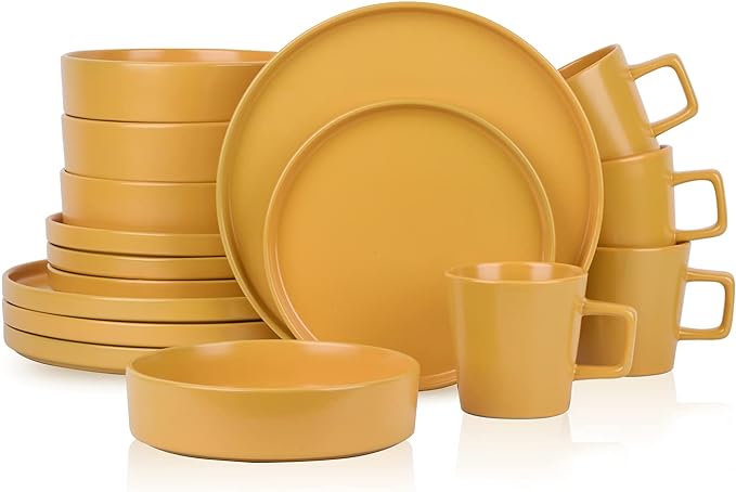 Stone lain Cleo Stoneware Dinnerware Set, 16-Piece Service for 4, Yellow