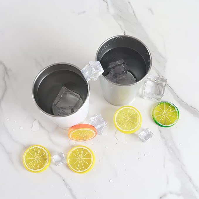 Drinking Cups 2PCS, Stainless Steel Coffee Cup 500 ml, Anti-Scald and Non-Slip Cup, Drinking Cup for Hot and Cold Drinks (White & Grey)