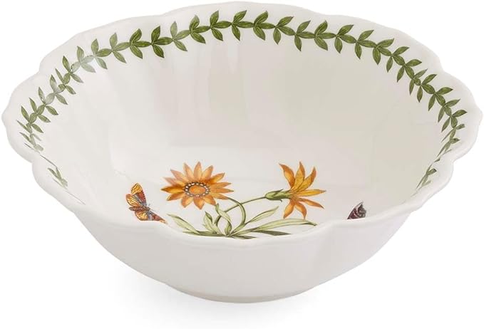 Portmeirion Botanic Garden Lotus Blossom Bowl, Set of 4 - African Daisy Floral Design - 6" Porcelain Dishes for Breakfast, Snacks, Sides or Desserts - Microwave, Oven, Freezer & Dishwasher Safe