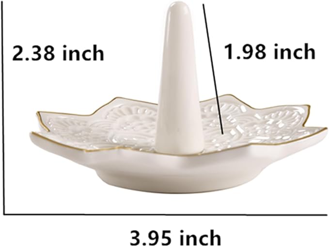 Ceramic Mandala Ring Holder, Decorative Jewelry Dish, Trinket Tray Room Decor, Engagement Wedding Birthday Gifts for Women (white)