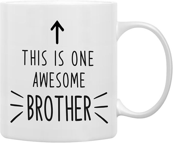 QASHWEY This is One Awesome Brother Coffee Mugs Mug, Brother Birthday Christmas Wedding Gifts from Sister Brother,Inspirational Brother Gift Double Side Printed Ceramic Mug Cup 11 Ounce