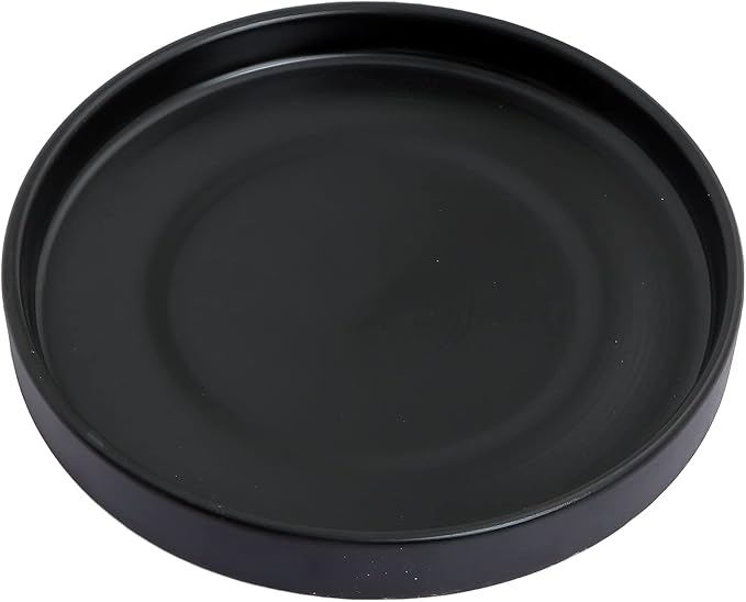 12 Inch Ceramic Saucer - Ceramic Drainage Tray for Plant Pot (Matte Black)