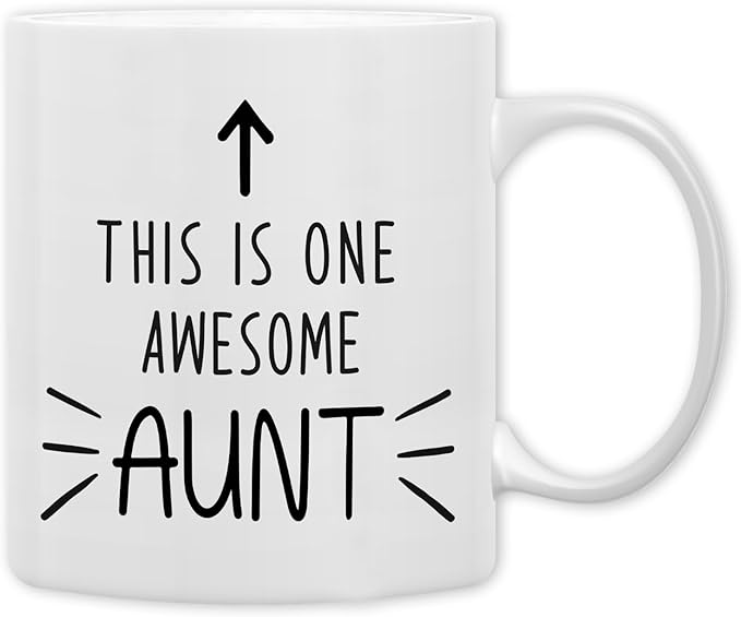 QASHWEY Aunt Gifts Mug, Aunt Gifts from Niece Nephew Coffee Mug, BestAunt Ever Gift Coffee Mugs, Auntie CoffeeMugs Tea Cup Gift for Aunts Aunties, This is One AwesomeAunt CoffeeCup Ceramic 11oz