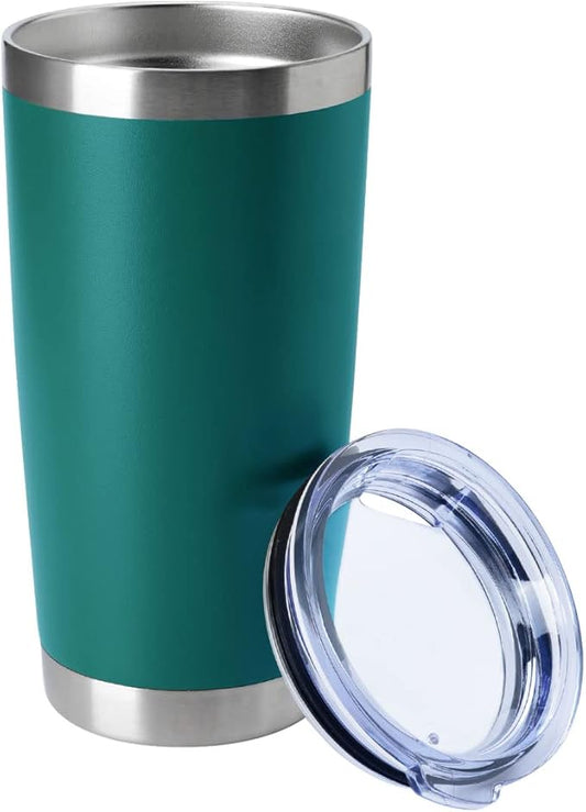 HASLE OUTFITTERS 20oz Tumblers Stainless Steel Mugs with Lid Double Wall Vacuum Insulated Coffee Cups for Cold & Hot Drinks (20oz-Dark Green, 1 Pack)
