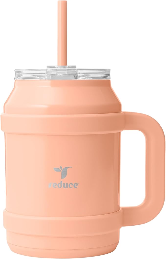 REDUCE Cold1 50 oz Reusable Mug Tumbler with Handle - Insulated Stainless Steel Water Bottle for Home, Office and Gym; Straw or Leakproof Flip Lid, Keeps Drinks Ice Cold All Day - Gloss Sedona