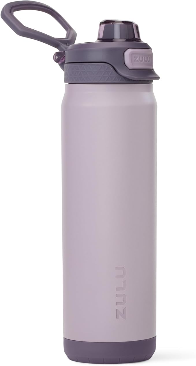 ZULU Powerfill Pro 24oz Stainless Steel Water Bottle with Quick Fill Lid, Triple Walled Vacuum Insulated Metal, Leak Proof Locking Lid, Sip and Chug, Reusable BPA Free, Amethyst