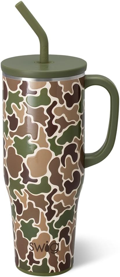 Swig Life 40oz Mega Mug, 40oz Tumbler with Handle and Straw, Extra Large Insulated Tumblers, Cup Holder Friendly Travel Mug (Hunting Camo)