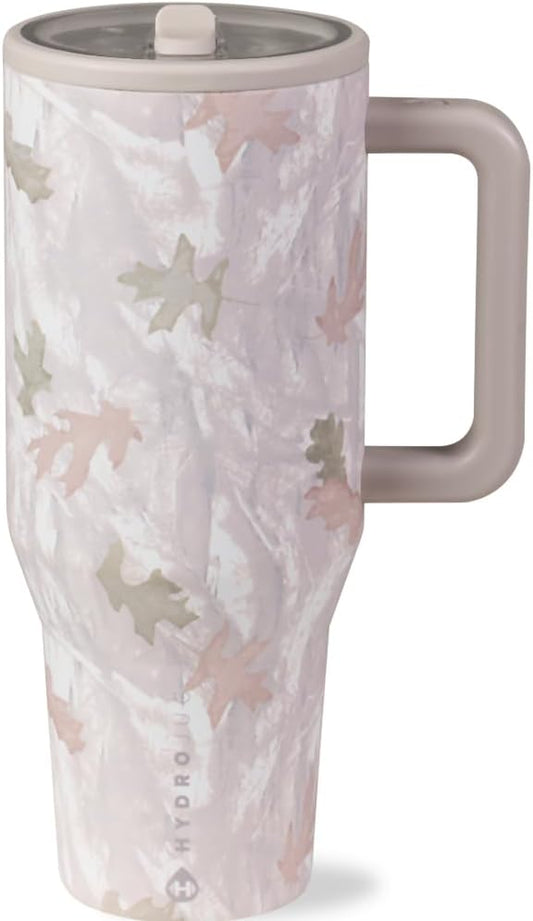 HydroJug Traveler - 40 oz Water Bottle with Handle & Flip Straw - Fits in Cup Holder, Leak Resistant Tumbler-Reusable Insulated Stainless Steel & Rubber Base - Gifts for Women & Men, Camo
