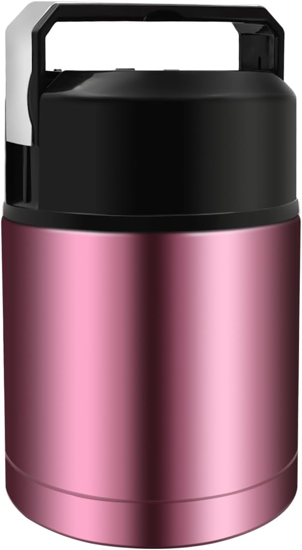 35oz Soup Thermos, Stainless Steel Thermos for Hot Food, Wide Mouth Food Thermos Jar, Insulated Lunch Container Leak Proof Vacuum Thermal Flask(rosered)