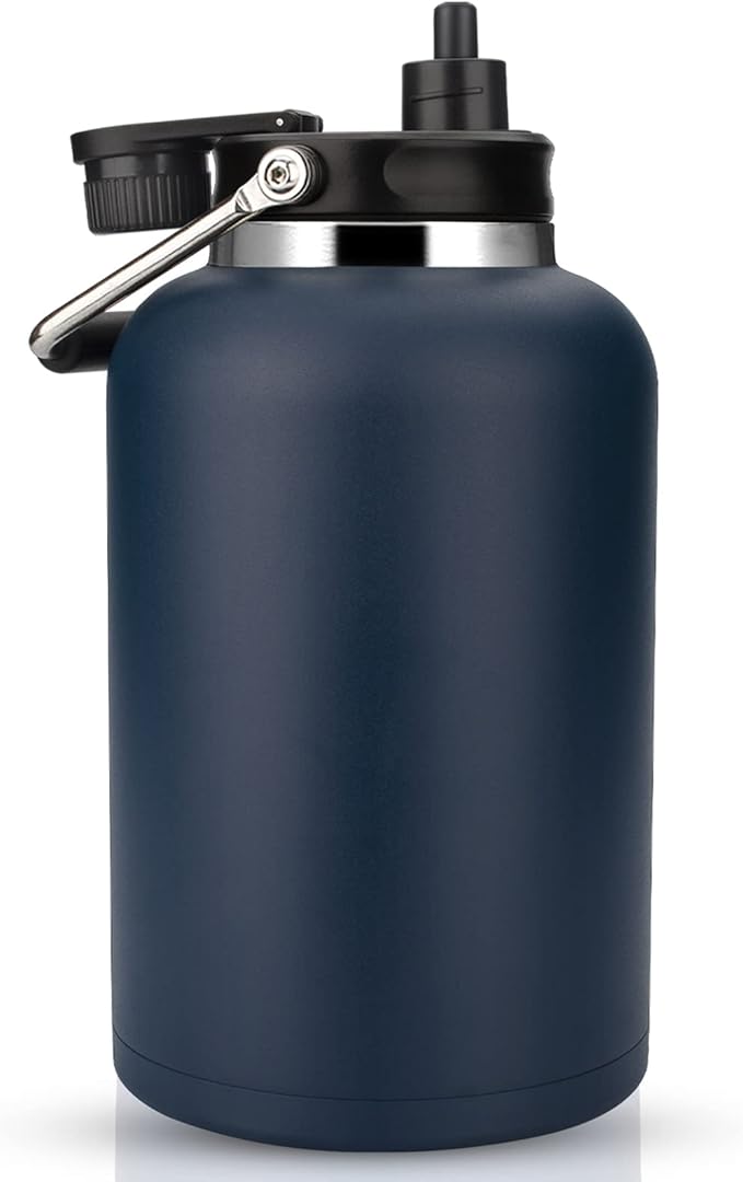 Zenbo One Gallon Jug with Straw, 128 oz Double Wall Vacuum Insulated Sports Water Bottle, Keeps Cold up to 48 Hours, Leak-Proof & Sweat-Proof Stainless Steel Water Jug for Gym, Outdoor & Camping