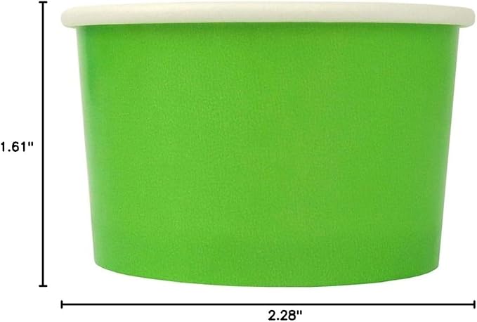 UNIQ [1,000 Count] Green Paper Ice Cream Cups - 3 oz Tiny Dessert Bowls - Containers For Takeout & Food On The Go - Perfect For Seasonings, Samples & More! Frozen Dessert Supplies