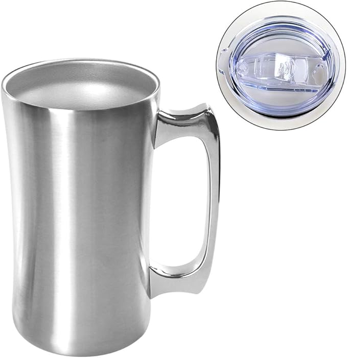 Stainless Steel Double Walled Mugs 20 oz Metal Coffee & Tea &Wine Cup Mug Insulated Cups with Handles Keep Drinks Cold or Hot Longer