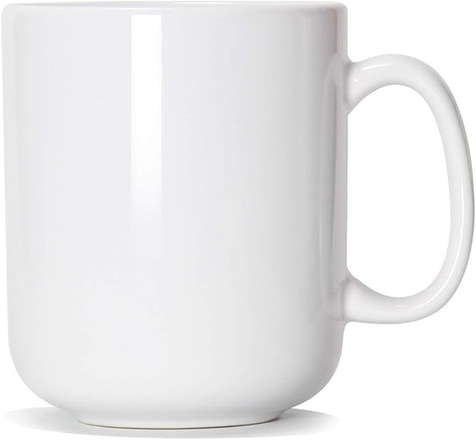 Smilatte 20 OZ Large Coffee Mug, M016 Plain Ceramic Boss Big Tea Cup with Handle for Dad Men, White