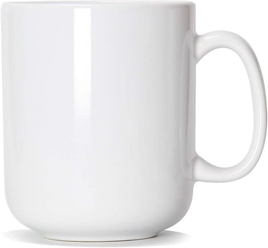 Smilatte 20 OZ Large Coffee Mug, M016 Plain Ceramic Boss Big Tea Cup with Handle for Dad Men, White