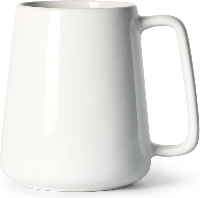 Smilatte 24 OZ Large Coffee Mug, Nice Ceramic Boss Tea Cup with Big Handle for Dad Men Women, Unique Style For Any Kitchen, White