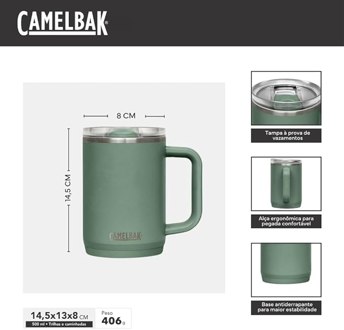 CamelBak Thrive Drinkware Insulated Stainless Steel Mug Moss, 16oz