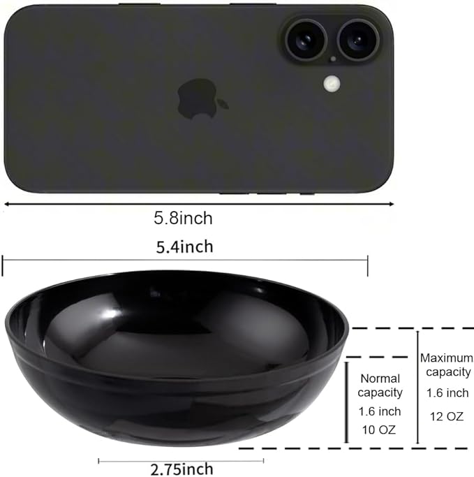 bUCLA 50Pack Black Plastic Bowls - 10oz Disposable Black Plastic Salsa/Serving Bowls - Ideal for Party & Halloween